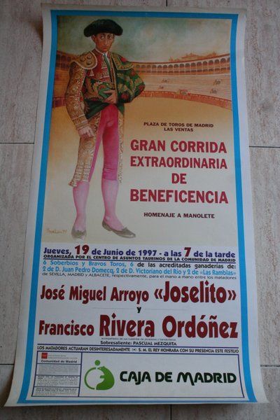 Cartel de toros de Madrid. 19 de junio de 1997. Beneficencia