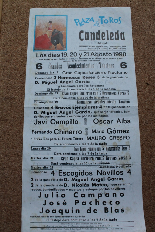 Cartel de toros de Candeleda. 19 al 21 de agosto de 1990. 