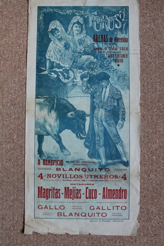 Cartel de toros de Barcelona. 6 de julio de 1916.