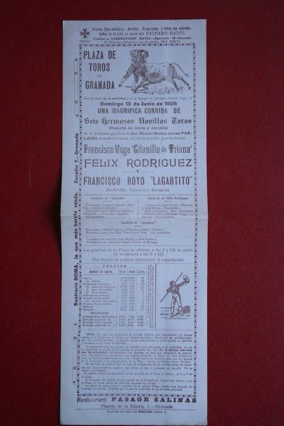 Cartel de toros de Granada