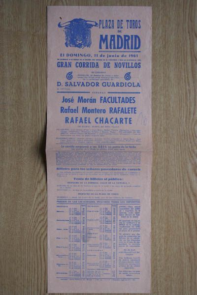 Cartel de toros de Madrid.