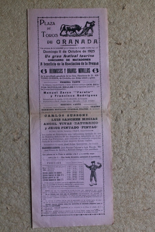 Cartel de toros de Granada. 11 de octubre de 1925. 
