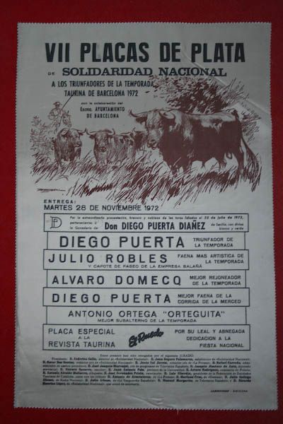 Cartel de toros en seda