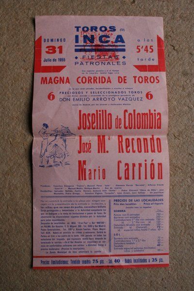 Cartel de toros de Inca. 31 de julio de 1955.