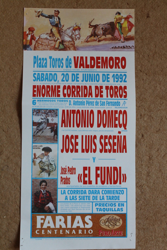 Cartel de toros de Valdemoro. 20 de junio de 1992.