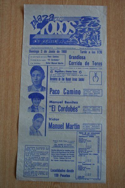 Cartel de toros de Palma de Mallorca. 1968.