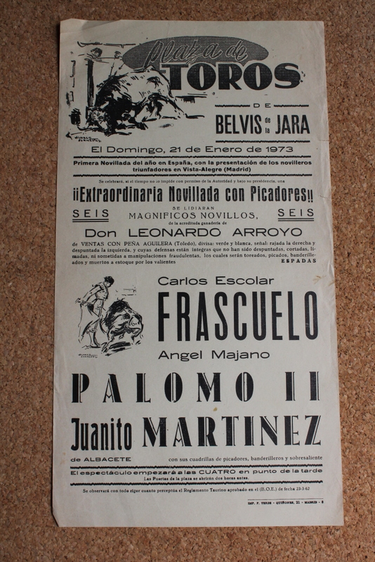 Cartel de toros de Belvis de la Jara. 21 de enero de 1973.