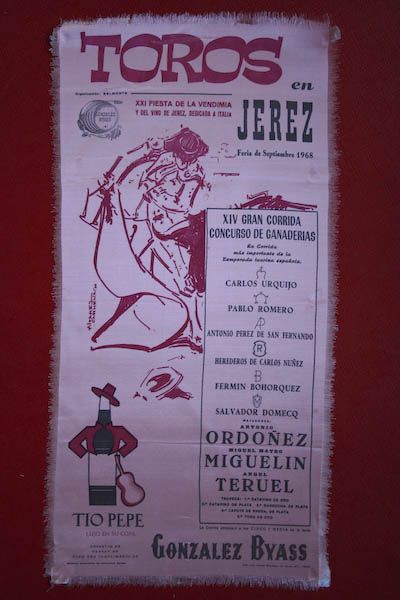 Cartel de toros de Jerez en seda