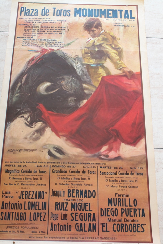 Cartel de toros de Barcelona. 26, 27 y 29 de junio de 1971.