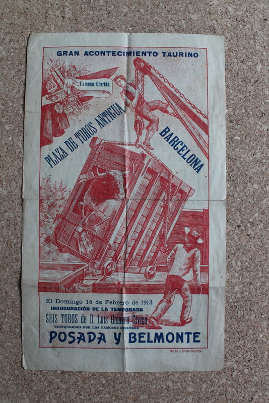 Cartel de toros de Barcelona. 16 de febrero de 1913. 