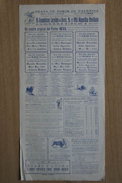 Cartel de toros de Valencia.