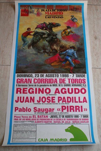 Cartel de toros de Madrid. 23 de agosto de 1998. 