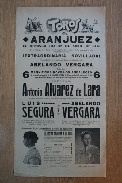Cartel de toros de Aranjuez. 1956.