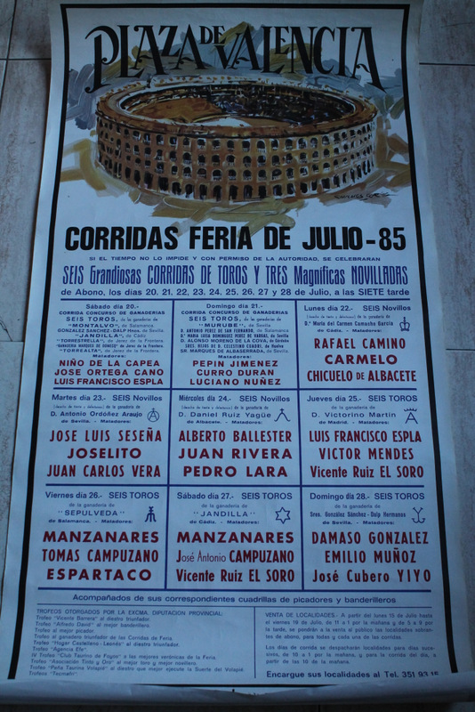 Cartel de toros de Valencia, Feria de Julio 1985.