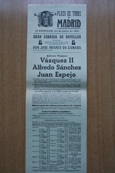 Cartel de toros de Madrid. 1961.