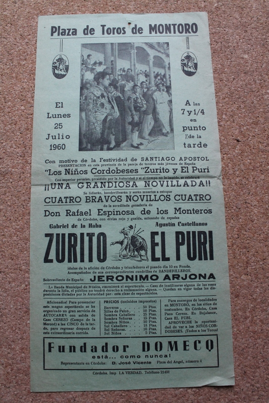 Cartel de toros de Montoro. 25 de julio de 1960.