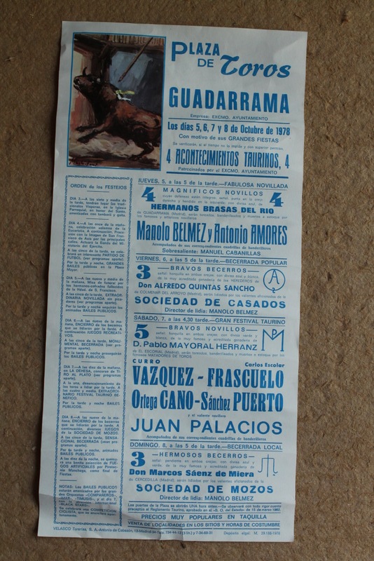 Cartel de toros de Guadarrama. 5, 6, 7 y 8 de octubre de 1978. 