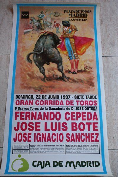 Cartel de toros de Madrid. 22 de junio de 1997.