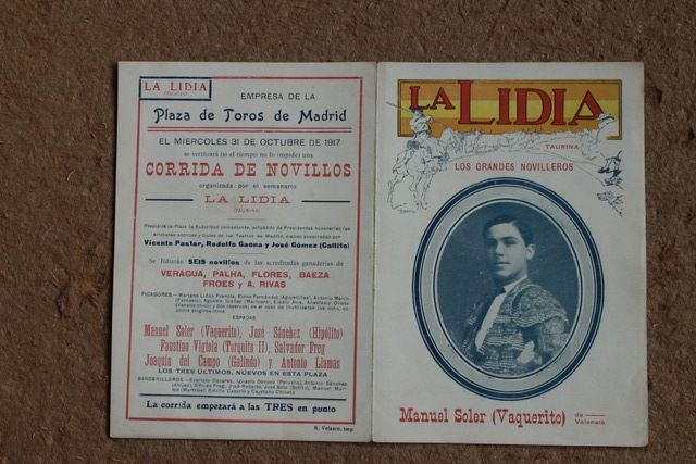 Programa de toros de Madrid. 31 de octubre de 1917.