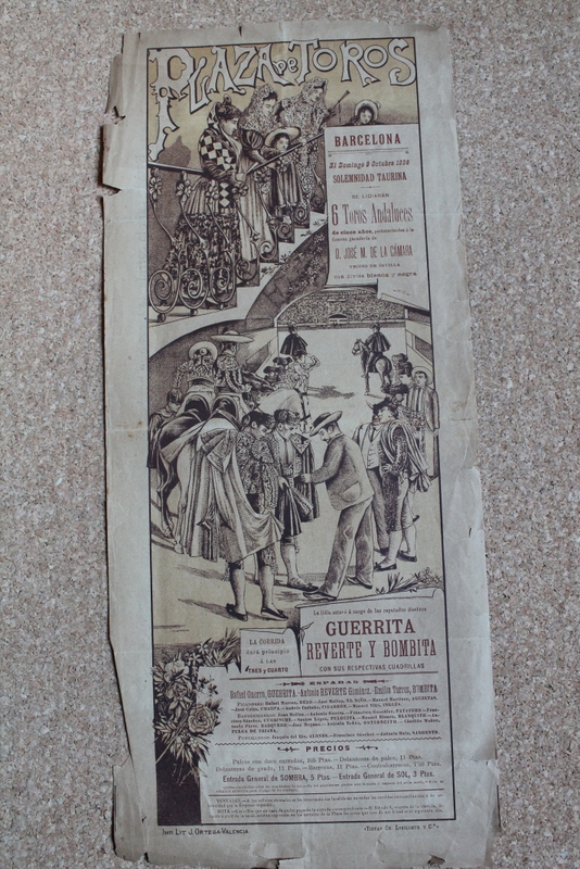 Cartel de toros de Barcelona. 9 de octubre de 1898.