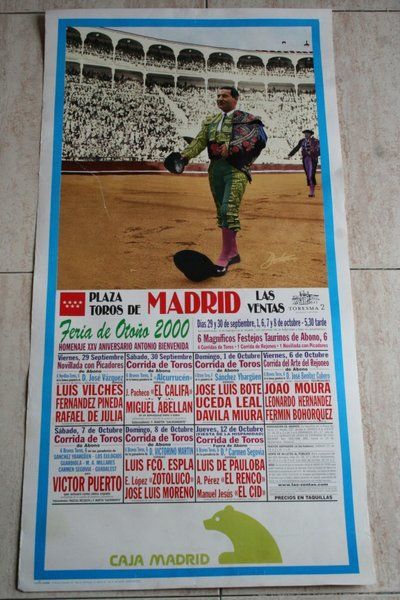 Cartel de toros de Madrid. Las Ventas. Feria de Otoño 2000.