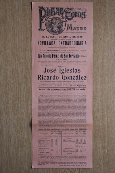 Cartel de toros de Madrid.