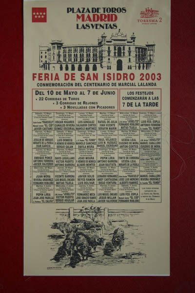 Cartel de toros de Madrid en seda