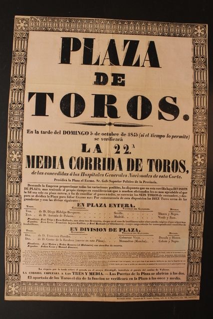 Cartel de toros de Madrid. 5 de octubre de 1845. 