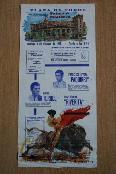 Cartel de toros de Palma de Mallorca. 1968.