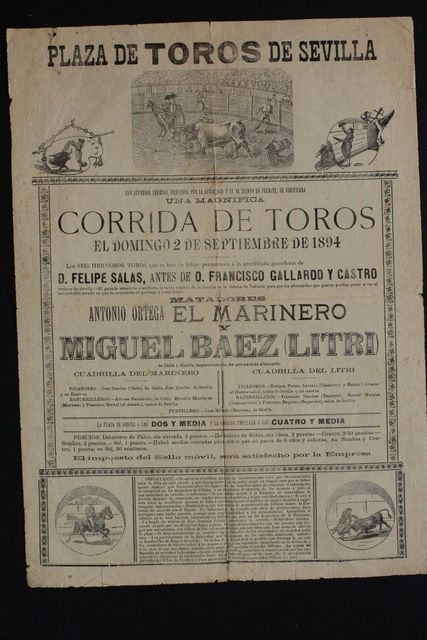 Cartel de toros de Sevilla. 2 de septiembre de 1894.