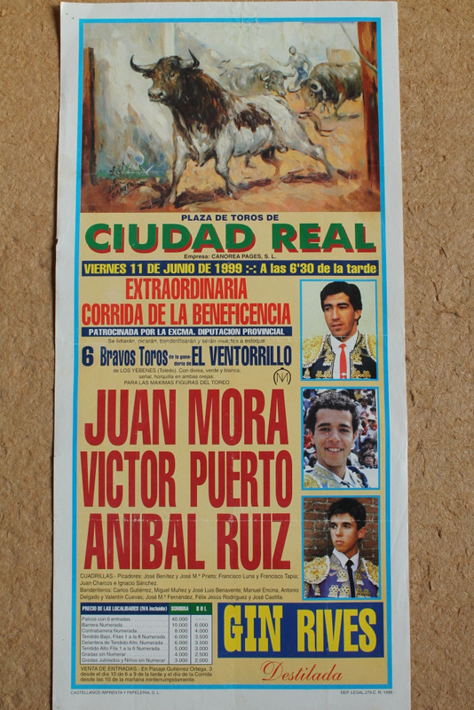 Cartel de toros de Ciudad Real. 11 de junio de 1999. Extraordinaria Corrida de Beneficencia.