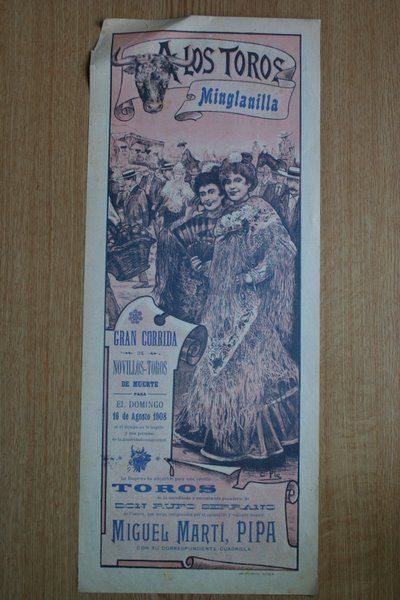 Cartel de toros de Minglanilla. 1908.
