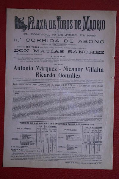 Cartel de toros de Madrid
