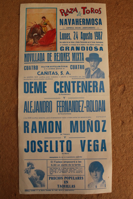 Cartel de toros de Navahermosa. 24 de agosto de 1987.