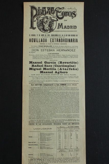 Cartel de toros de Madrid. 17 de mayo de 1929.