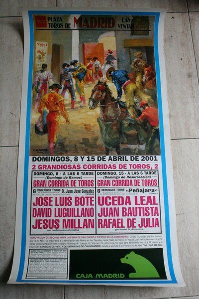 Cartel de toros de Madrid. 8 y 15 de abril de 2001.
