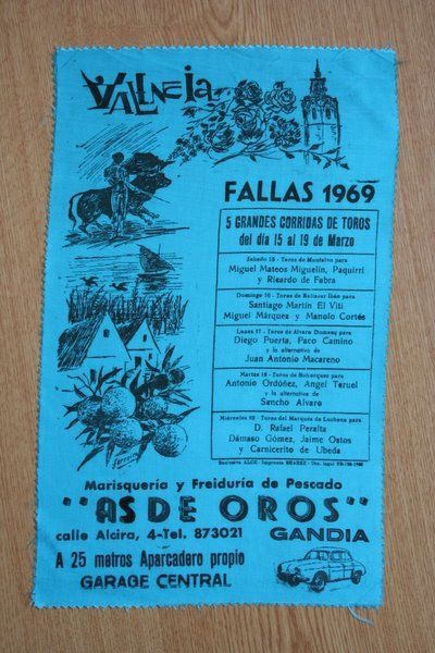 Cartel de toros de Valencia. Fallas 1969. 