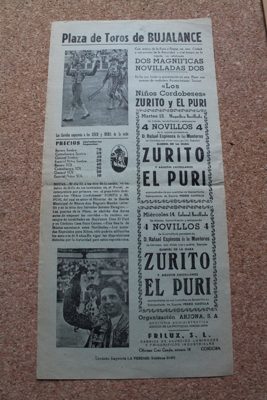Cartel de toros de Bujalance. 13 y 14 de agosto de 1960.