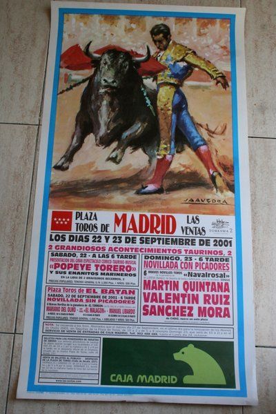 Cartel de toros de Madrid. 22 y 23 de septiembre de 2001.