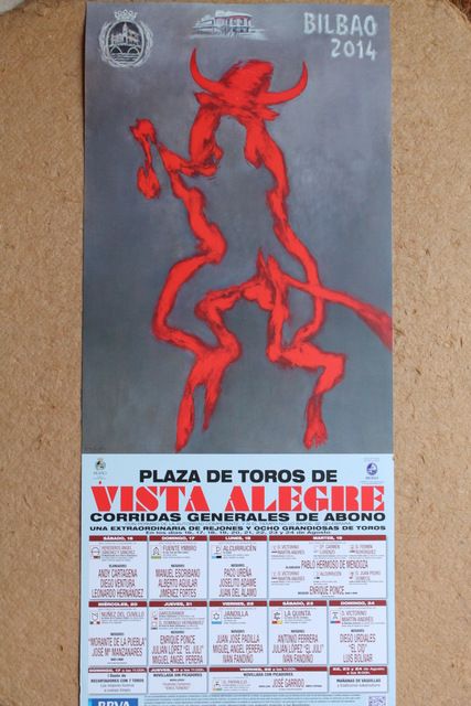 Cartel de toros de Bilbao 2014. Plaza de Toros de Vista Alegre. Días 16 al 24 de agosto de 2014.