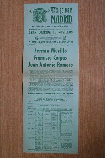 Cartel de toros de Madrid.