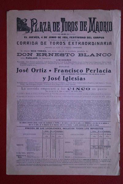 Cartel de toros de Madrid