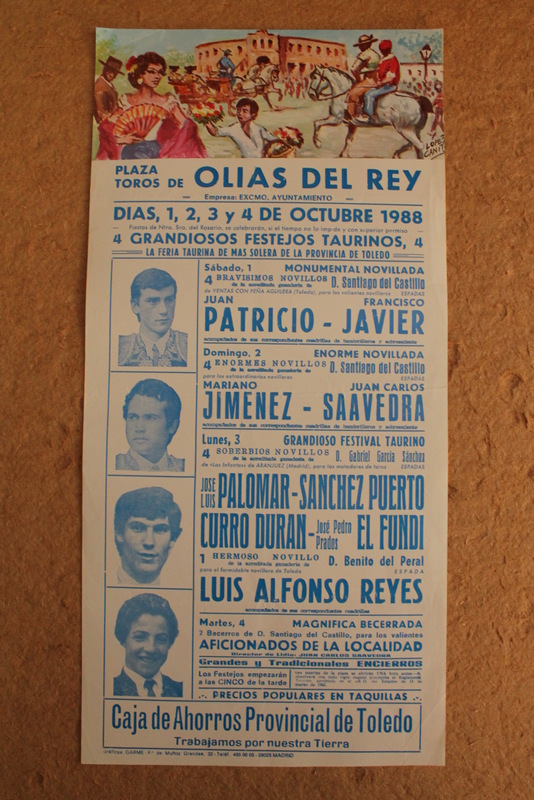 Cartel de toros de Olías del Rey. 1, 2, 3 y 4 de octubre de 1988.