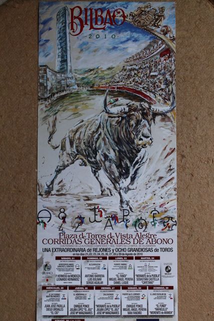 Cartel de toros de Bilbao 2010. Plaza de Toros de Vista Alegre. Días 21 al 29de agosto de 2010. 