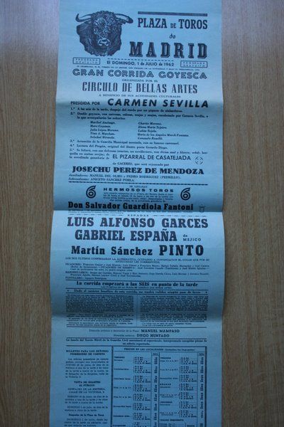 Cartel de toros de Madrid. 1962.
