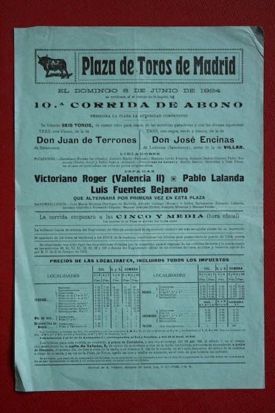 Cartel de toros de Madrid