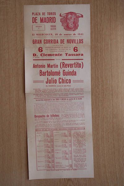 Cartel de toros de Madrid.