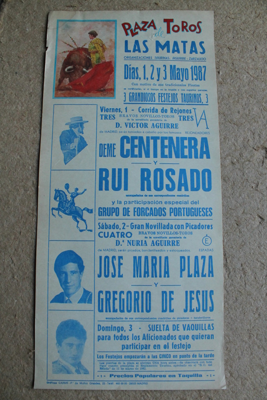 Cartel de toros de Las Matas. 1, 2 y 3 de mayo de 1987. 