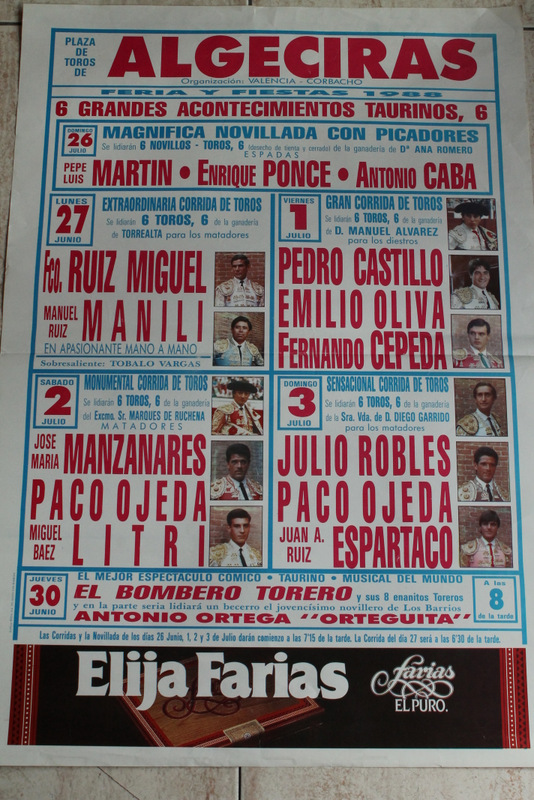 Cartel de toros de Algeciras. Feria y Fiestas 1988. 