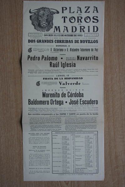 Cartel de toros de Madrid.